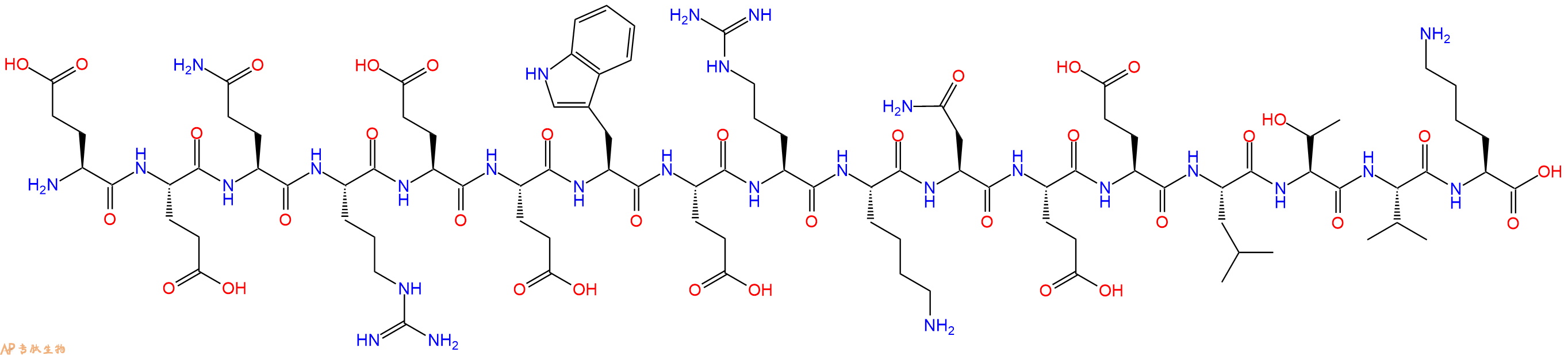 专肽生物产品H2N-Glu-Glu-Gln-Arg-Glu-Glu-Trp-Glu-Arg-Lys-Asn-Glu-Glu-Leu-Thr-Val-Lys-OH