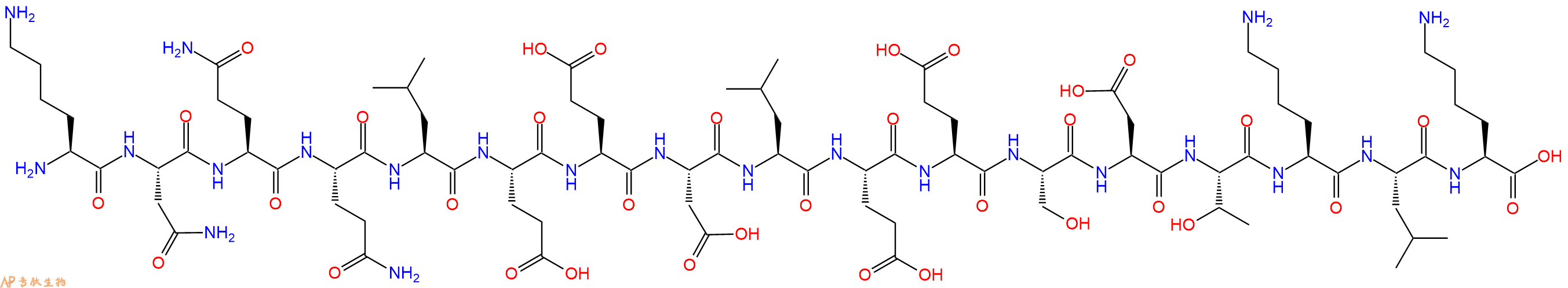 专肽生物产品H2N-Lys-Asn-Gln-Gln-Leu-Glu-Glu-Asp-Leu-Glu-Glu-Ser-Asp-Thr-Lys-Leu-Lys-OH