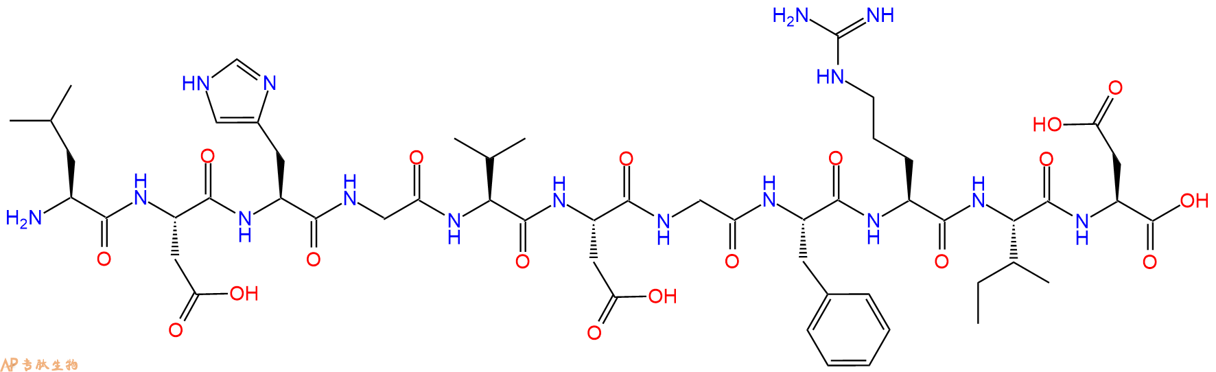 专肽生物产品H2N-Leu-Asp-His-Gly-Val-Asp-Gly-Phe-Arg-Ile-Asp-OH