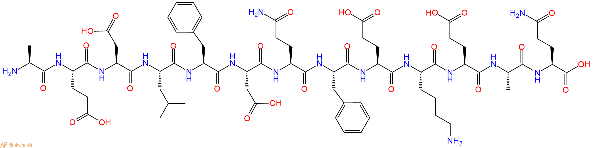 专肽生物产品H2N-Ala-Glu-Asp-Leu-Phe-Asp-Gln-Phe-Glu-Lys-Glu-Ala-Gln-OH