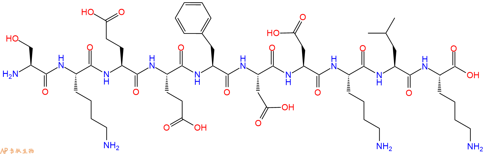 专肽生物产品H2N-Ser-Lys-Glu-Glu-Phe-Asp-Asp-Lys-Leu-Lys-OH