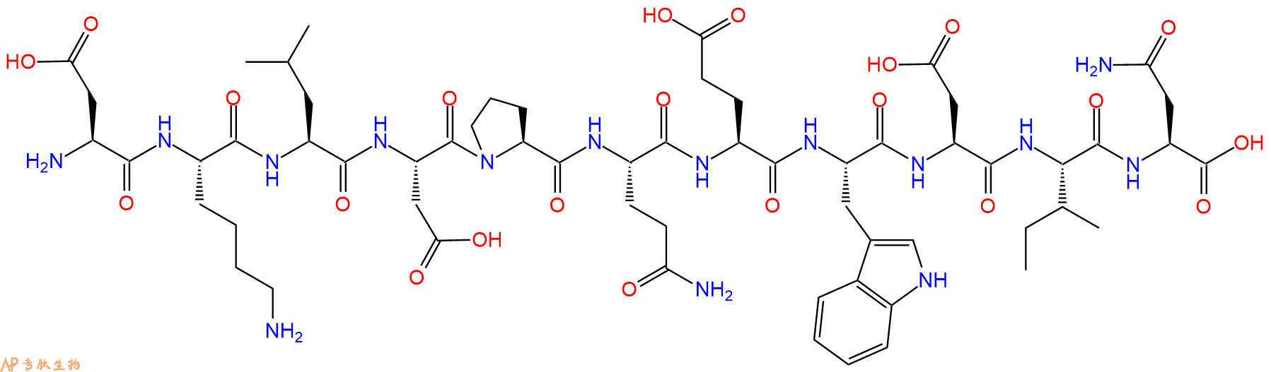 专肽生物产品H2N-Asp-Lys-Leu-Asp-Pro-Gln-Glu-Trp-Asp-Ile-Asn-OH