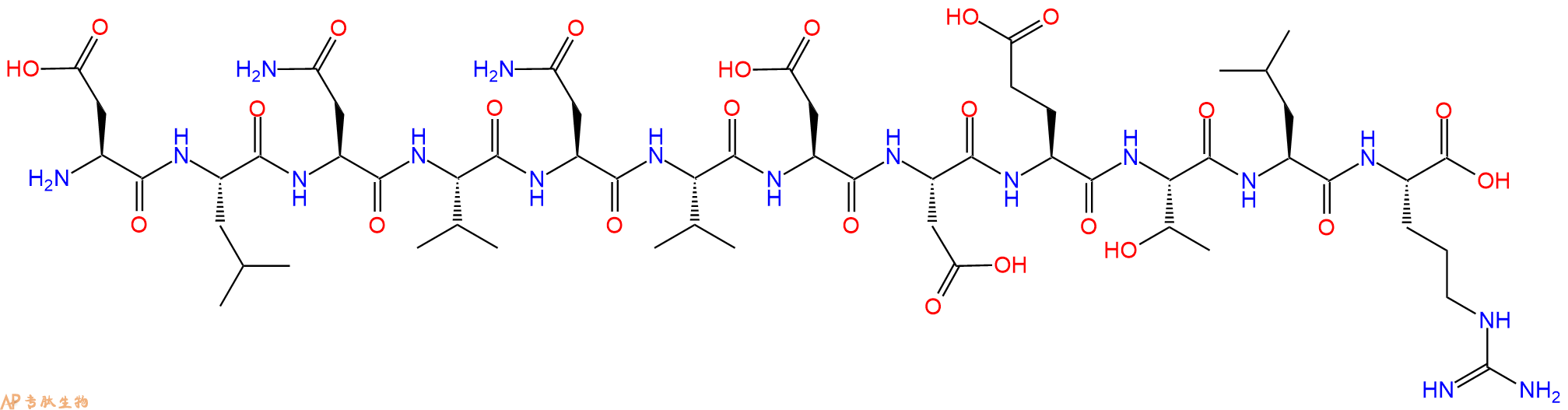 专肽生物产品H2N-Asp-Leu-Asn-Val-Asn-Val-Asp-Asp-Glu-Thr-Leu-Arg-OH
