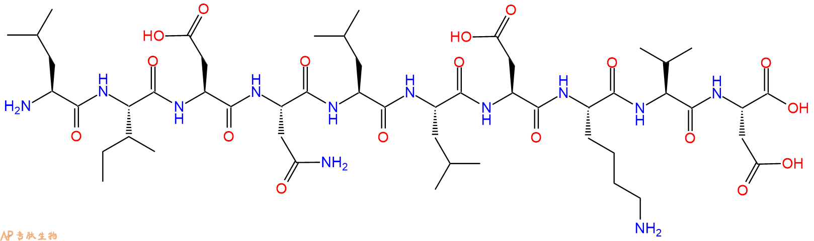专肽生物产品H2N-Leu-Ile-Asp-Asn-Leu-Leu-Asp-Lys-Val-Asp-OH
