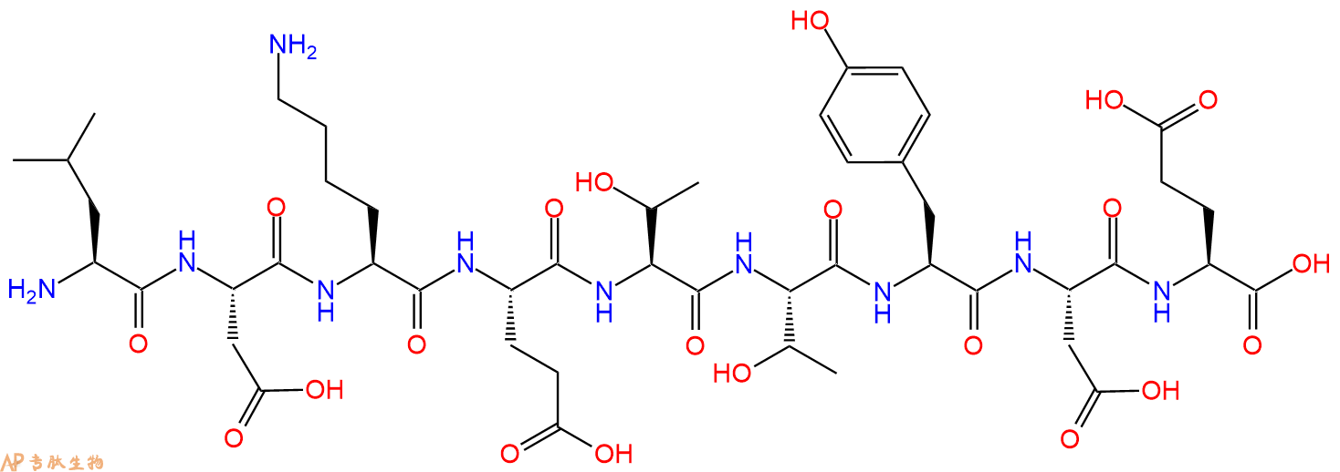 专肽生物产品H2N-Leu-Asp-Lys-Glu-Thr-Thr-Tyr-Asp-Glu-OH