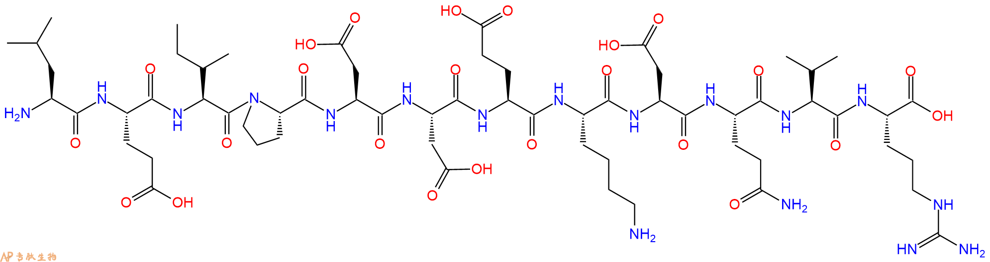 专肽生物产品H2N-Leu-Glu-Ile-Pro-Asp-Asp-Glu-Lys-Asp-Gln-Val-Arg-OH