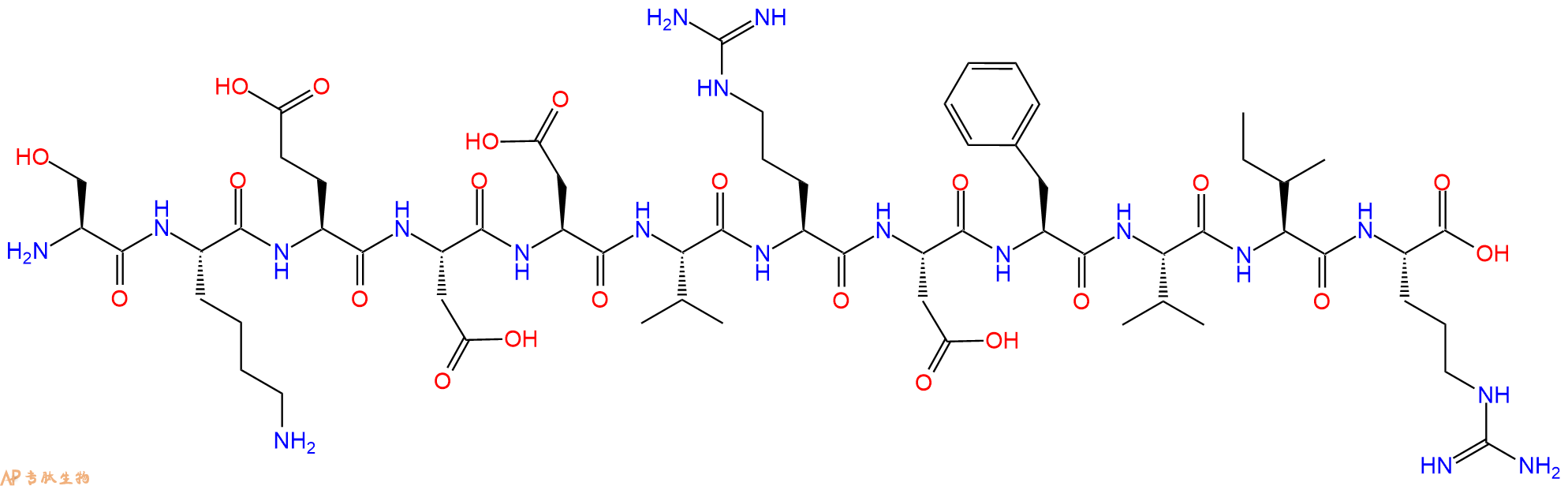 专肽生物产品H2N-Ser-Lys-Glu-Asp-Asp-Val-Arg-Asp-Phe-Val-Ile-Arg-OH