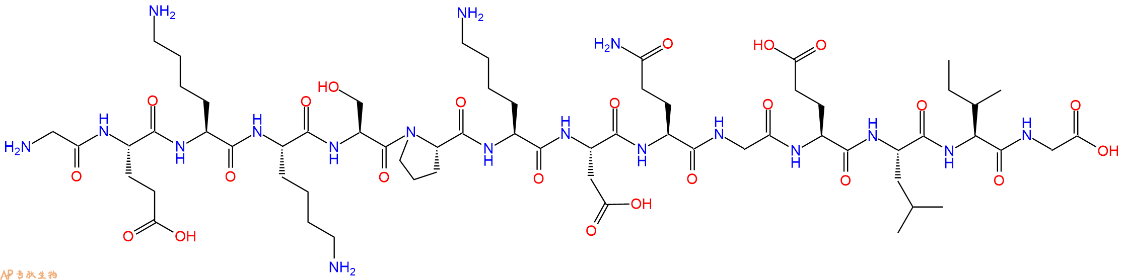 专肽生物产品H2N-Gly-Glu-Lys-Lys-Ser-Pro-Lys-Asp-Gln-Gly-Glu-Leu-Ile-Gly-OH