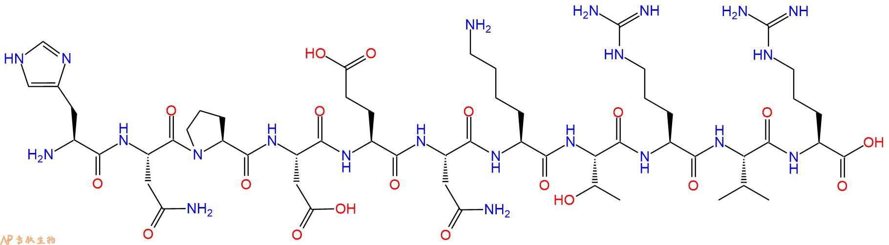 专肽生物产品H2N-His-Asn-Pro-Asp-Glu-Asn-Lys-Thr-Arg-Val-Arg-OH
