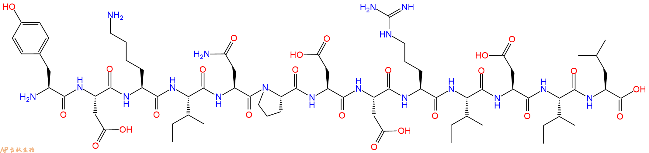 专肽生物产品H2N-Tyr-Asp-Lys-Ile-Asn-Pro-Asp-Asp-Arg-Ile-Asp-Ile-Leu-OH