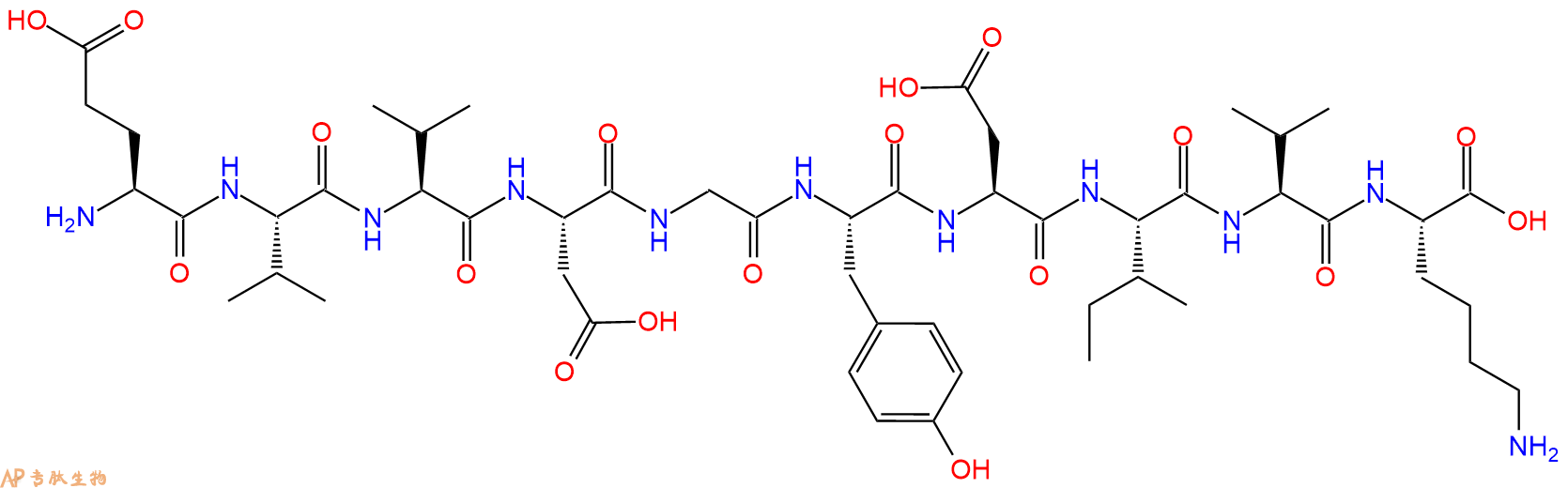 专肽生物产品H2N-Glu-Val-Val-Asp-Gly-Tyr-Asp-Ile-Val-Lys-OH