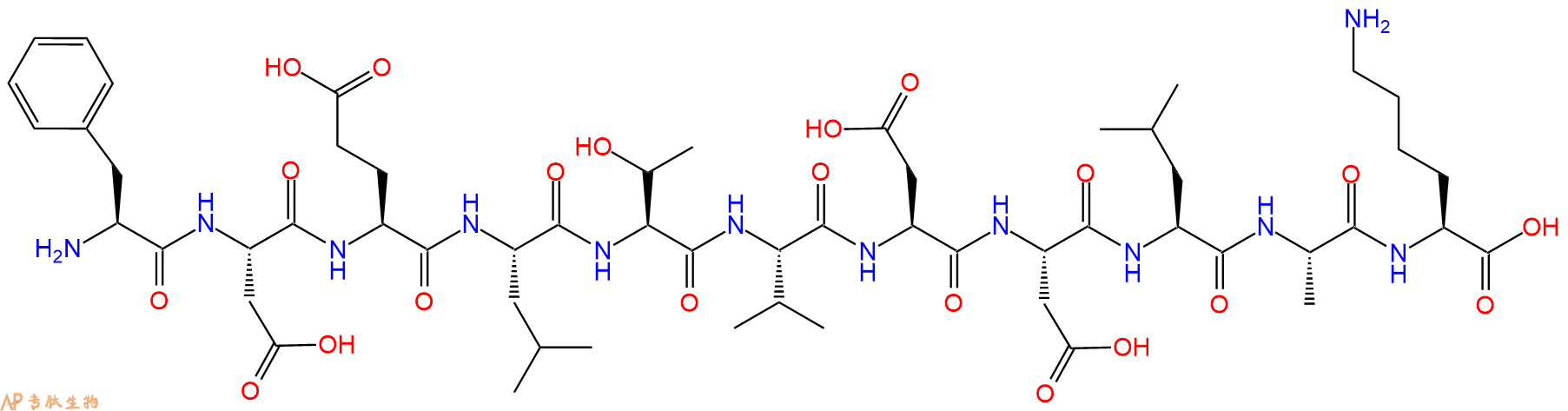 专肽生物产品H2N-Phe-Asp-Glu-Leu-Thr-Val-Asp-Asp-Leu-Ala-Lys-OH