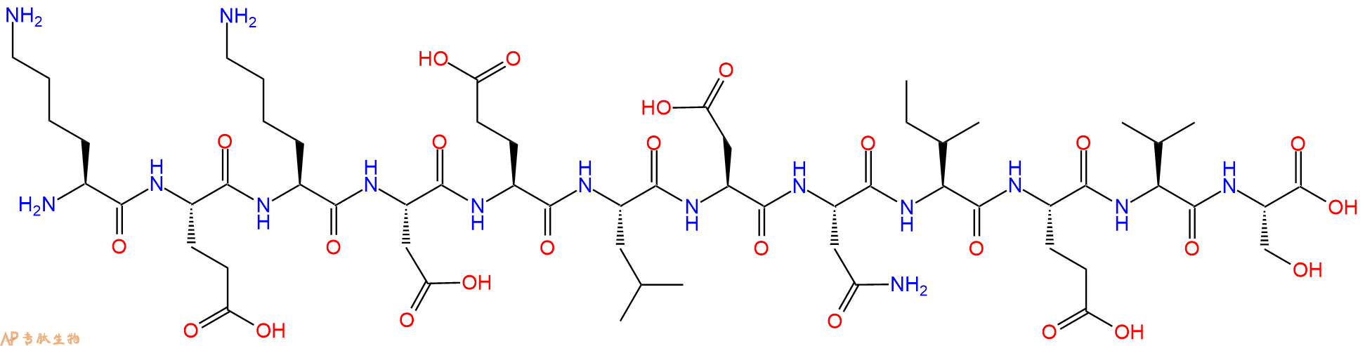 专肽生物产品H2N-Lys-Glu-Lys-Asp-Glu-Leu-Asp-Asn-Ile-Glu-Val-Ser-OH