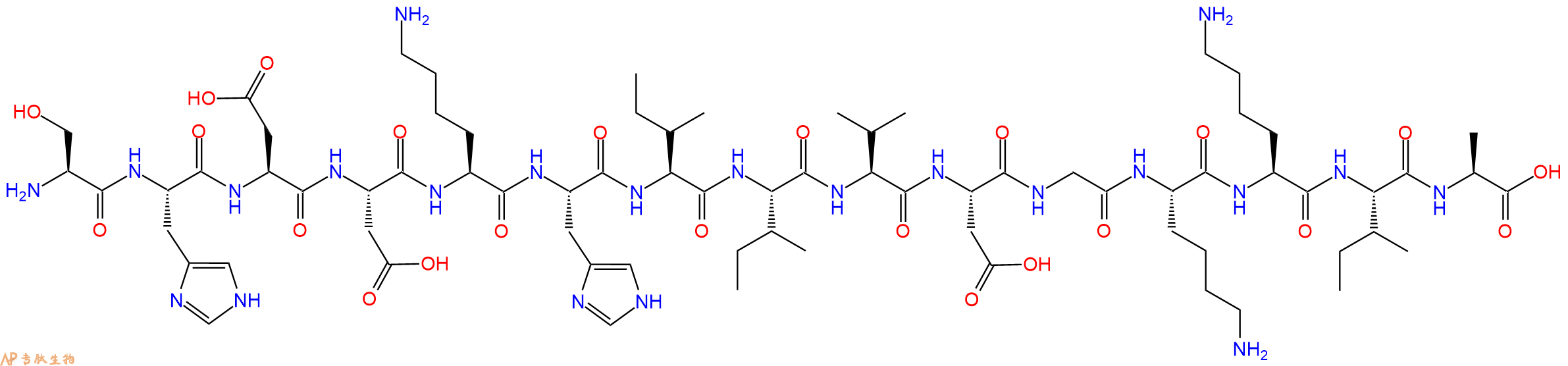 专肽生物产品H2N-Ser-His-Asp-Asp-Lys-His-Ile-Ile-Val-Asp-Gly-Lys-Lys-Ile-Ala-OH