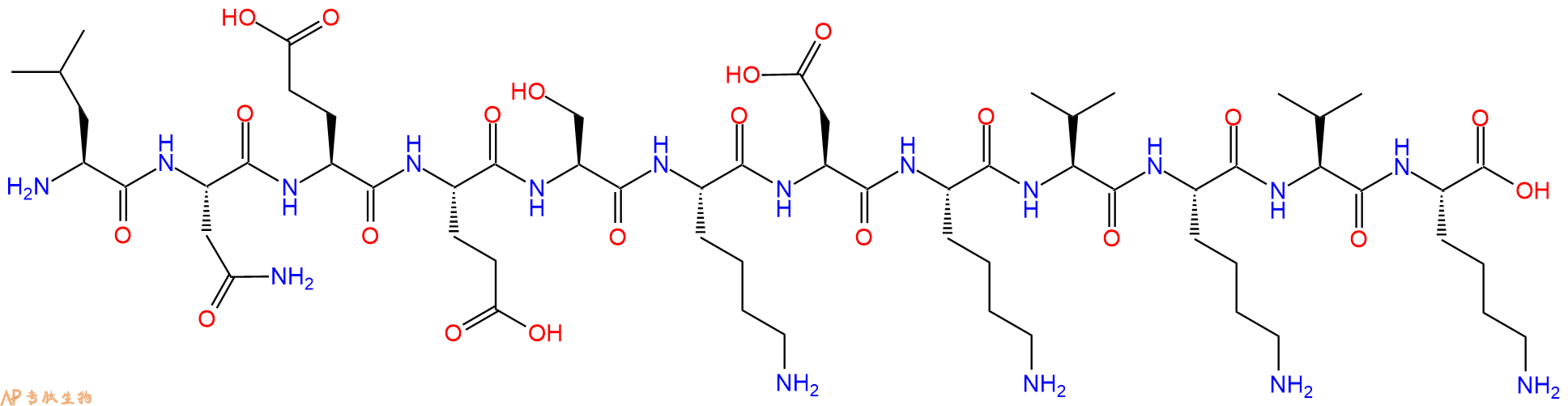 专肽生物产品H2N-Leu-Asn-Glu-Glu-Ser-Lys-Asp-Lys-Val-Lys-Val-Lys-OH