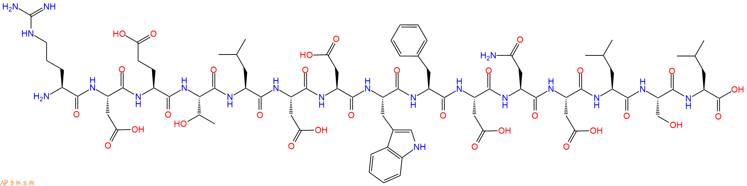 专肽生物产品H2N-Arg-Asp-Glu-Thr-Leu-Asp-Asp-Trp-Phe-Asp-Asn-Asp-Leu-Ser-Leu-OH