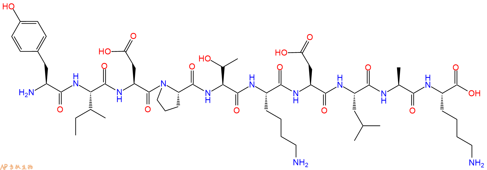 专肽生物产品H2N-Tyr-Ile-Asp-Pro-Thr-Lys-Asp-Leu-Ala-Lys-OH