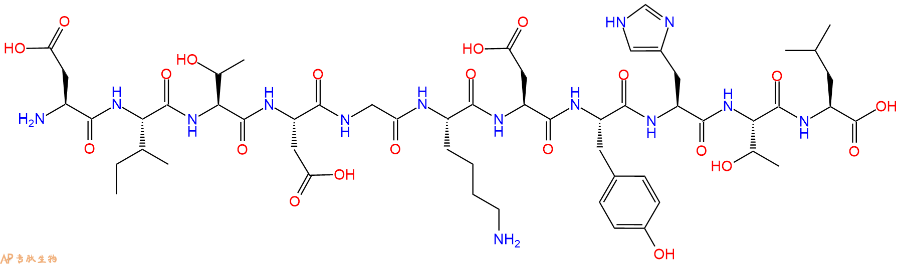 专肽生物产品H2N-Asp-Ile-Thr-Asp-Gly-Lys-Asp-Tyr-His-Thr-Leu-OH