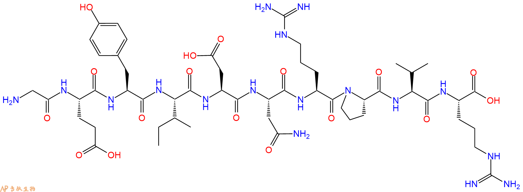 专肽生物产品H2N-Gly-Glu-Tyr-Ile-Asp-Asn-Arg-Pro-Val-Arg-OH