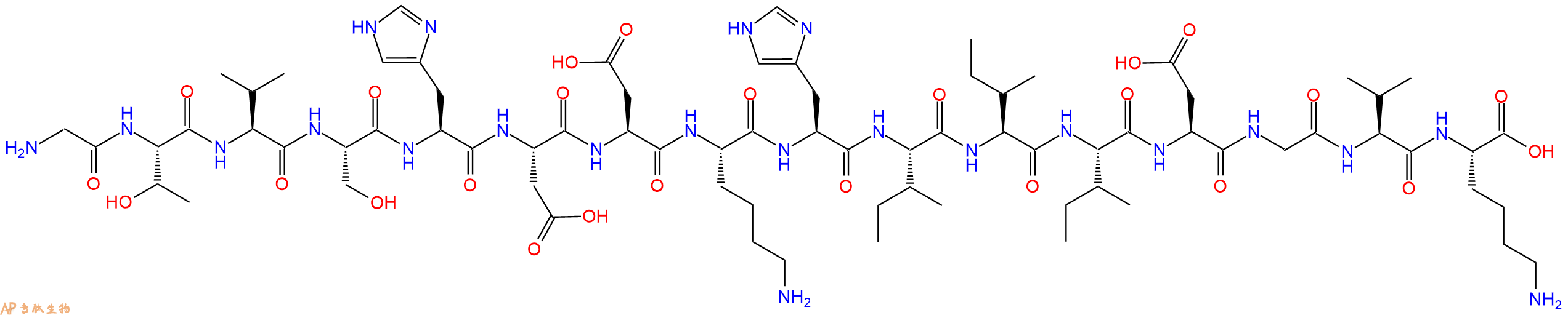 专肽生物产品H2N-Gly-Thr-Val-Ser-His-Asp-Asp-Lys-His-Ile-Ile-Ile-Asp-Gly-Val-Lys-OH