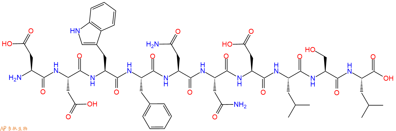 专肽生物产品H2N-Asp-Asp-Trp-Phe-Asn-Asn-Asp-Leu-Ser-Leu-OH