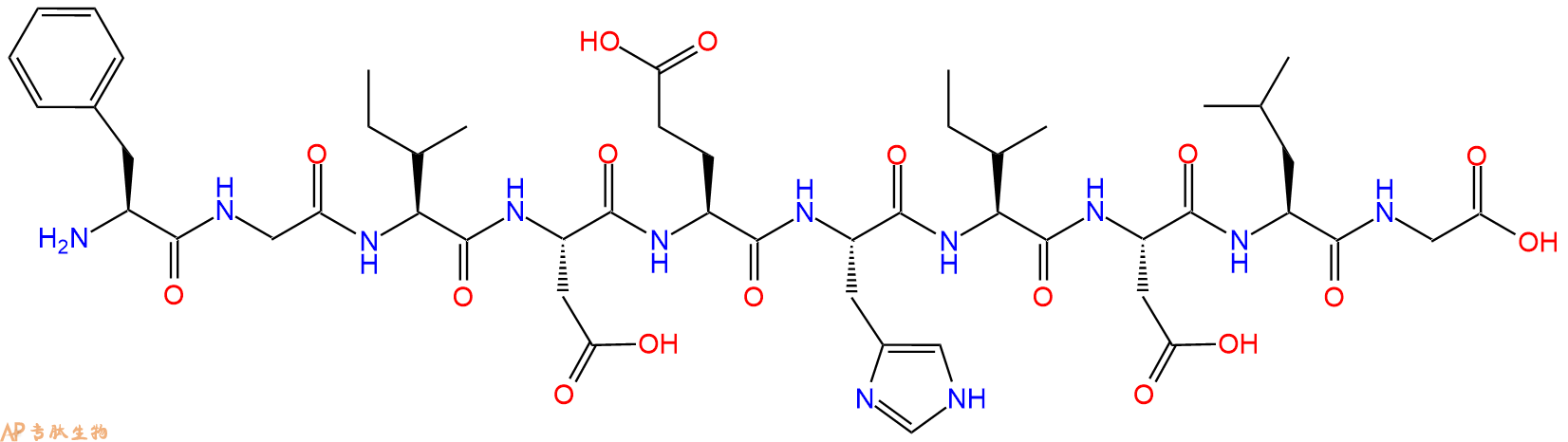 专肽生物产品H2N-Phe-Gly-Ile-Asp-Glu-His-Ile-Asp-Leu-Gly-OH