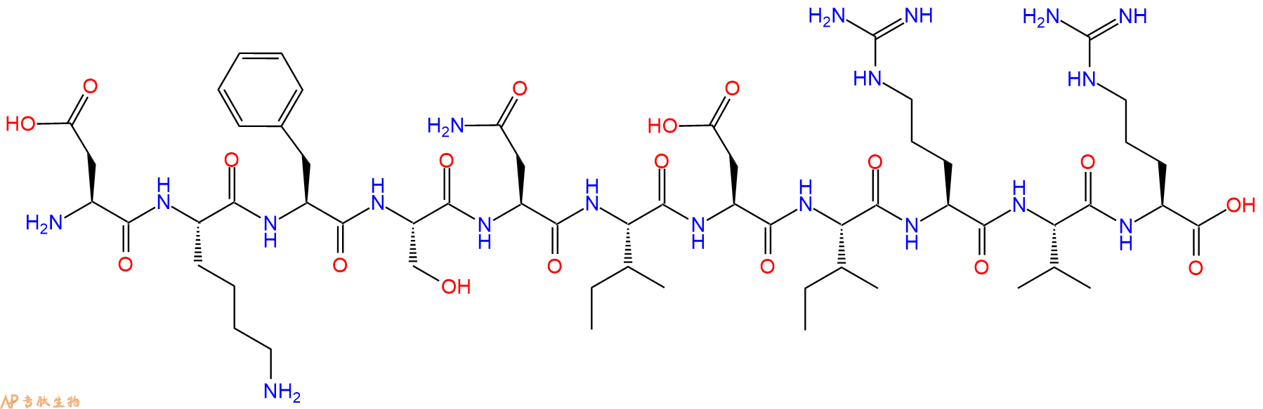专肽生物产品H2N-Asp-Lys-Phe-Ser-Asn-Ile-Asp-Ile-Arg-Val-Arg-OH