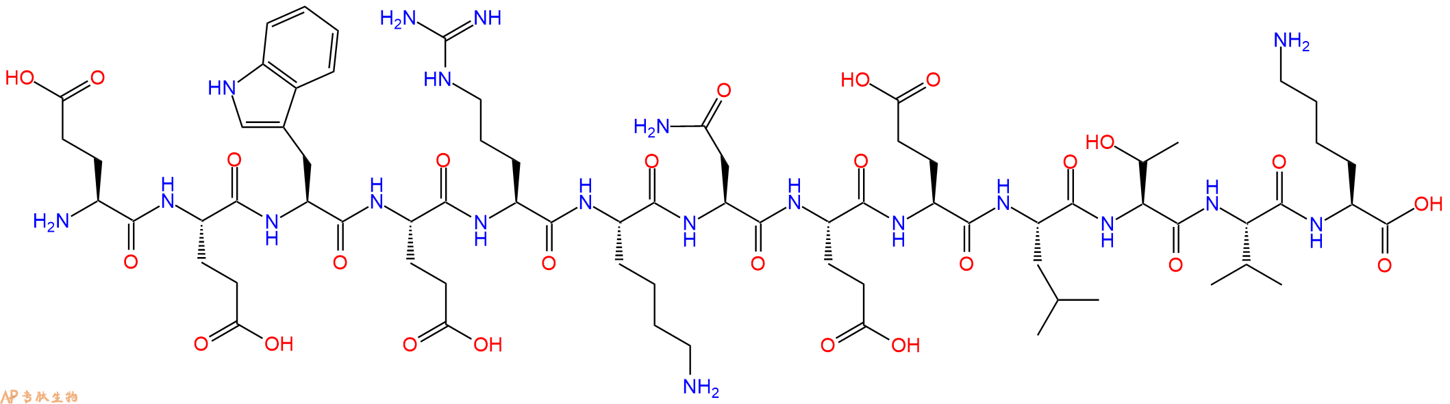 专肽生物产品H2N-Glu-Glu-Trp-Glu-Arg-Lys-Asn-Glu-Glu-Leu-Thr-Val-Lys-OH