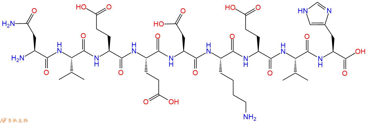 专肽生物产品H2N-Asn-Val-Glu-Glu-Asp-Lys-Glu-Val-His-OH