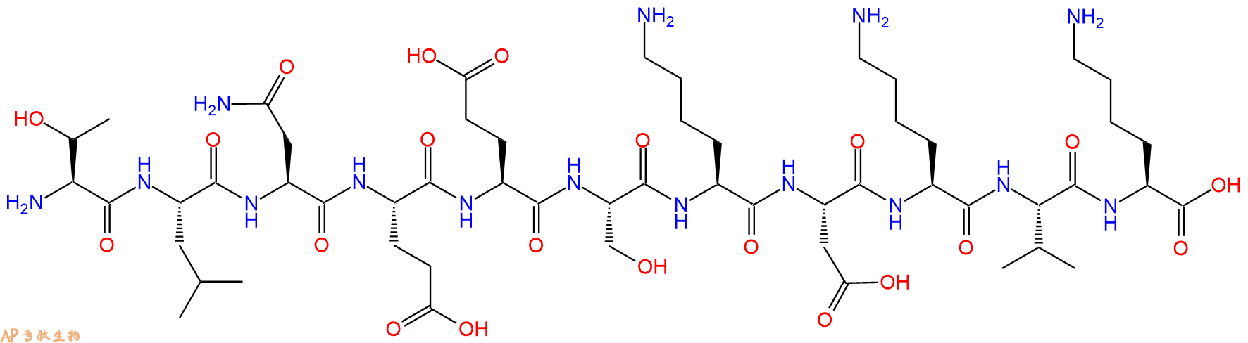 专肽生物产品H2N-Thr-Leu-Asn-Glu-Glu-Ser-Lys-Asp-Lys-Val-Lys-OH