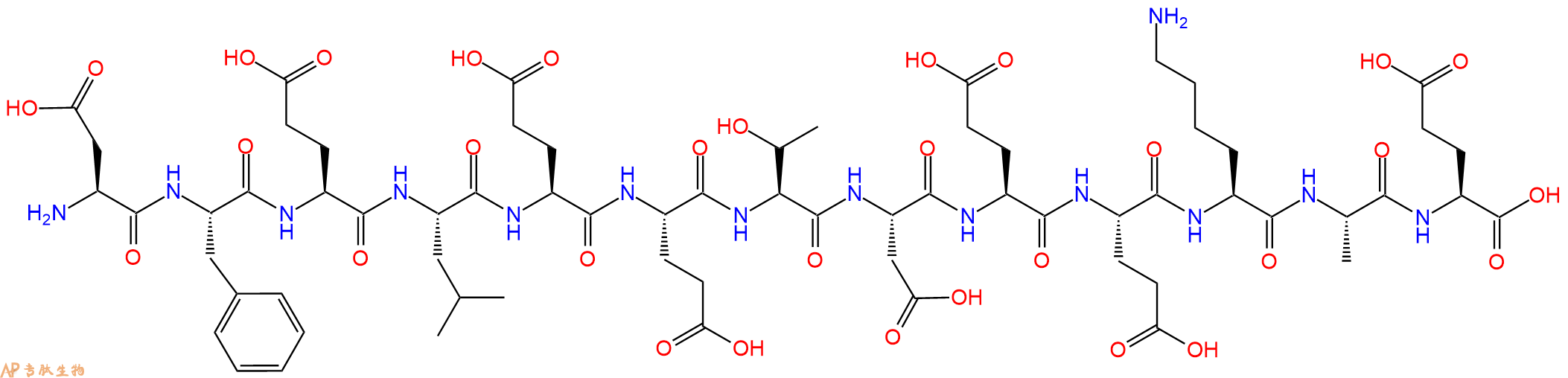 专肽生物产品H2N-Asp-Phe-Glu-Leu-Glu-Glu-Thr-Asp-Glu-Glu-Lys-Ala-Glu-OH