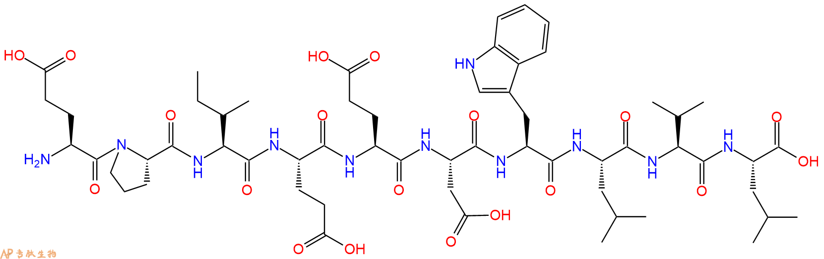 专肽生物产品H2N-Glu-Pro-Ile-Glu-Glu-Asp-Trp-Leu-Val-Leu-OH