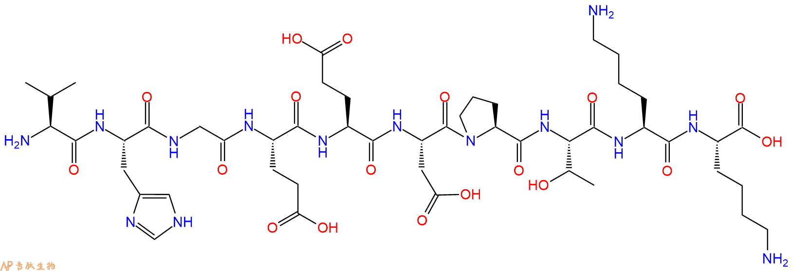 专肽生物产品H2N-Val-His-Gly-Glu-Glu-Asp-Pro-Thr-Lys-Lys-OH
