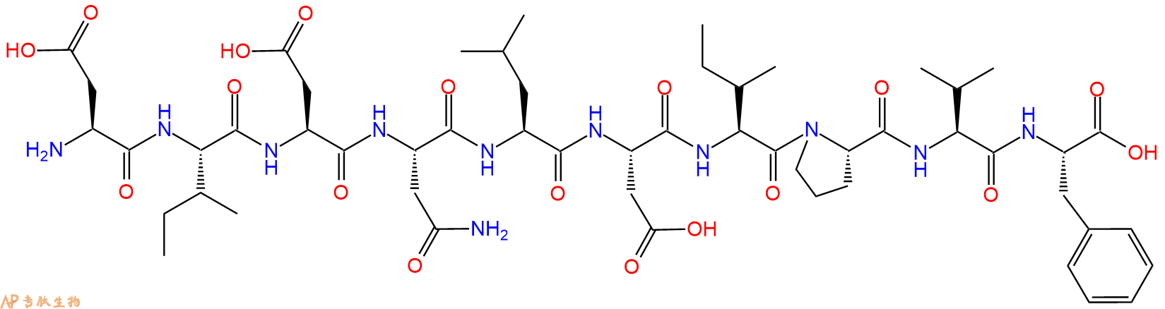 专肽生物产品H2N-Asp-Ile-Asp-Asn-Leu-Asp-Ile-Pro-Val-Phe-OH