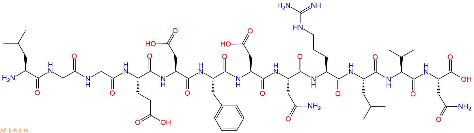 专肽生物产品H2N-Leu-Gly-Gly-Glu-Asp-Phe-Asp-Asn-Arg-Leu-Val-Asn-OH