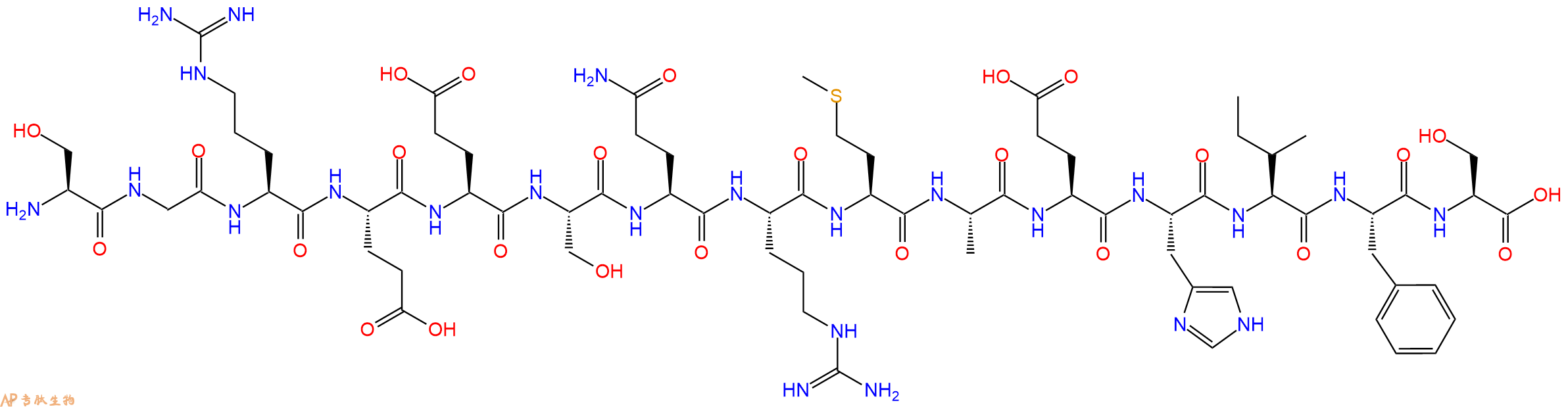 专肽生物产品H2N-Ser-Gly-Arg-Glu-Glu-Ser-Gln-Arg-Met-Ala-Glu-His-Ile-Phe-Ser-OH