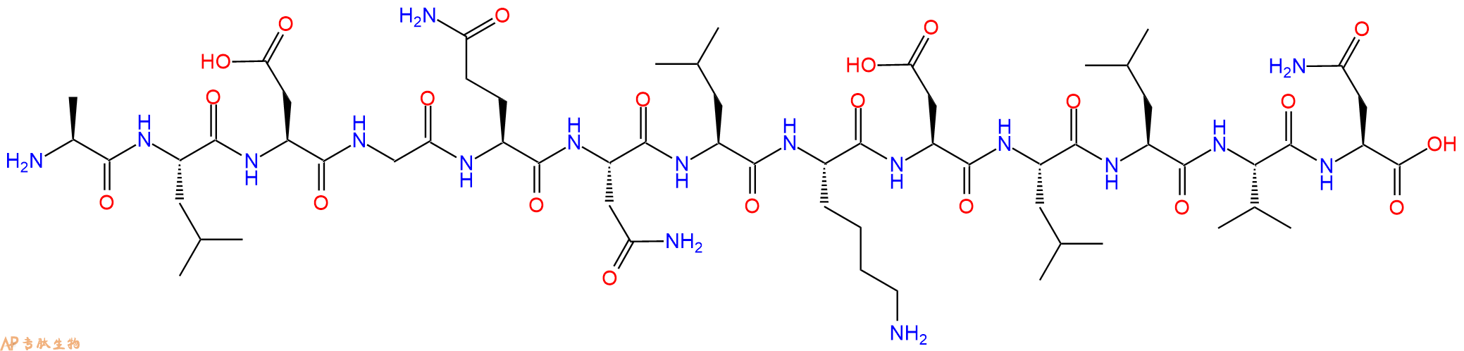 专肽生物产品H2N-Ala-Leu-Asp-Gly-Gln-Asn-Leu-Lys-Asp-Leu-Leu-Val-Asn-OH