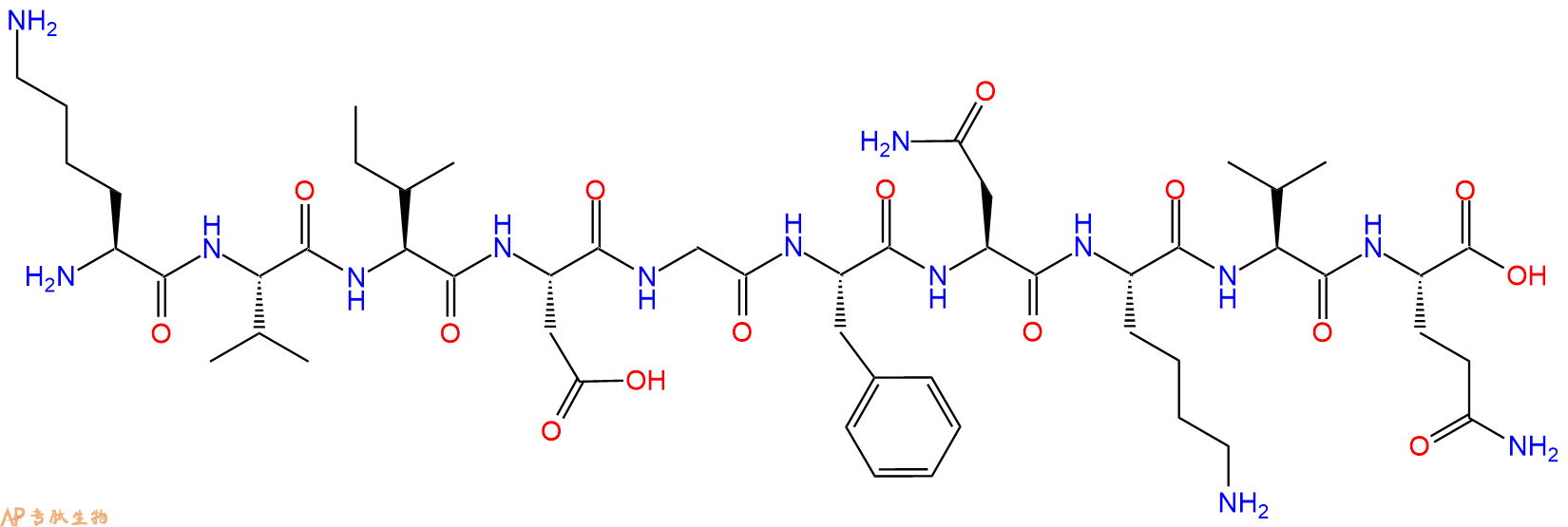 专肽生物产品H2N-Lys-Val-Ile-Asp-Gly-Phe-Asn-Lys-Val-Gln-OH