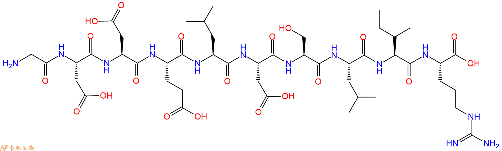 专肽生物产品H2N-Gly-Asp-Asp-Glu-Leu-Asp-Ser-Leu-Ile-Arg-OH