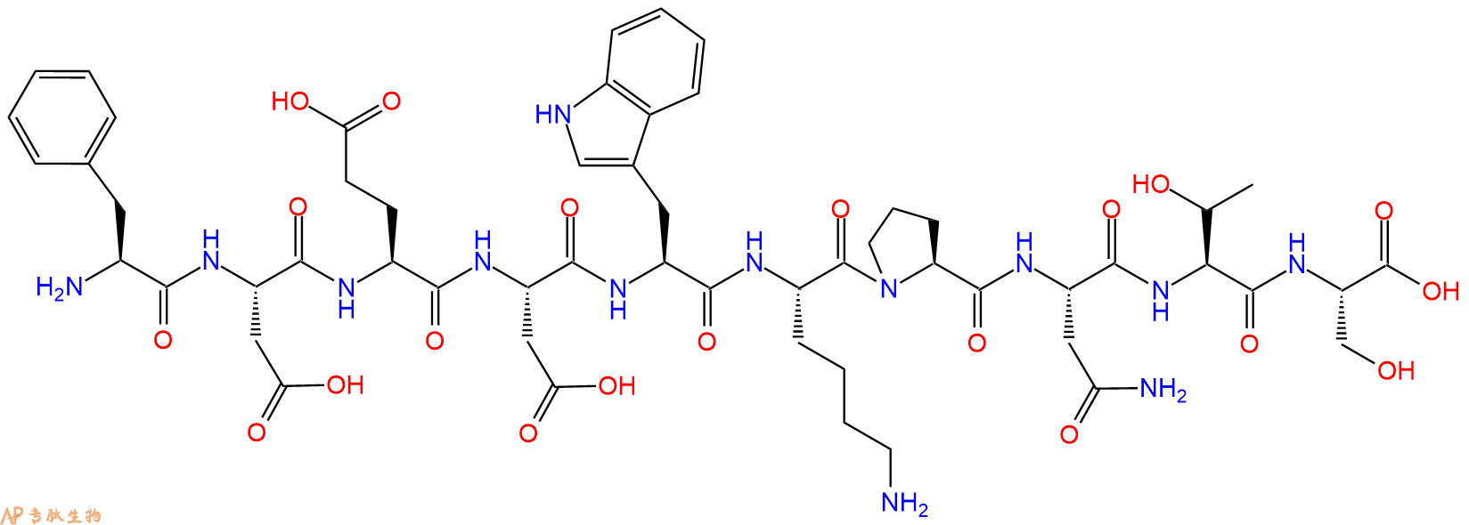 专肽生物产品H2N-Phe-Asp-Glu-Asp-Trp-Lys-Pro-Asn-Thr-Ser-OH