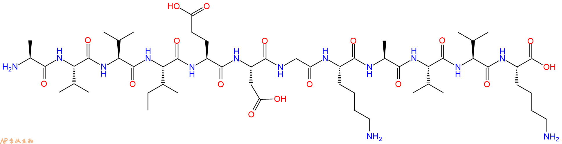 专肽生物产品H2N-Ala-Val-Val-Ile-Glu-Asp-Gly-Lys-Ala-Val-Val-Lys-OH