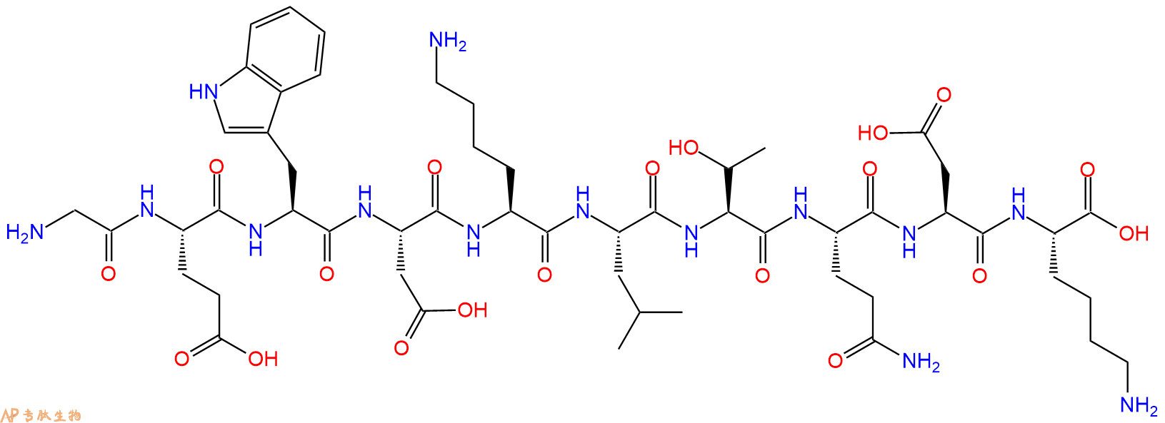 专肽生物产品H2N-Gly-Glu-Trp-Asp-Lys-Leu-Thr-Gln-Asp-Lys-OH