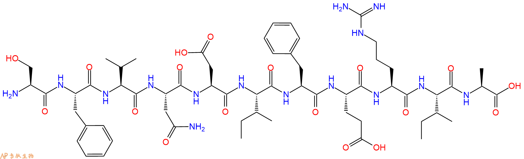 专肽生物产品H2N-Ser-Phe-Val-Asn-Asp-Ile-Phe-Glu-Arg-Ile-Ala-OH