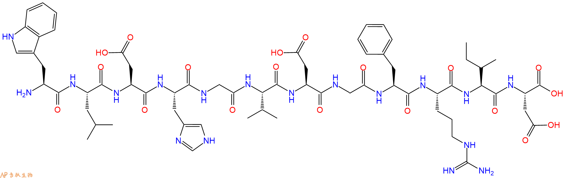 专肽生物产品H2N-Trp-Leu-Asp-His-Gly-Val-Asp-Gly-Phe-Arg-Ile-Asp-OH