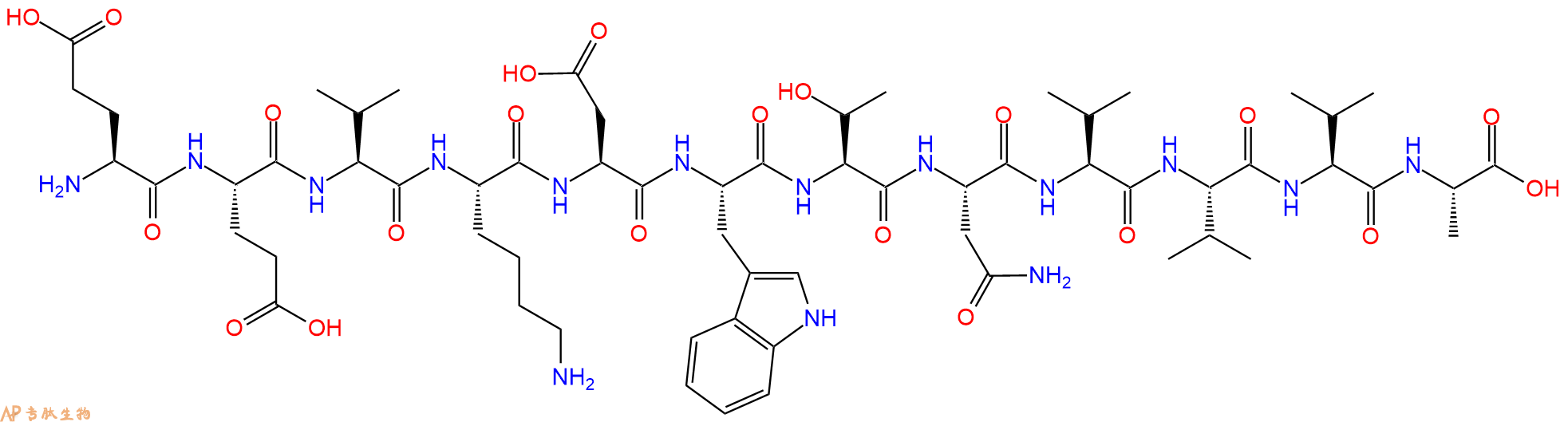 专肽生物产品H2N-Glu-Glu-Val-Lys-Asp-Trp-Thr-Asn-Val-Val-Val-Ala-OH