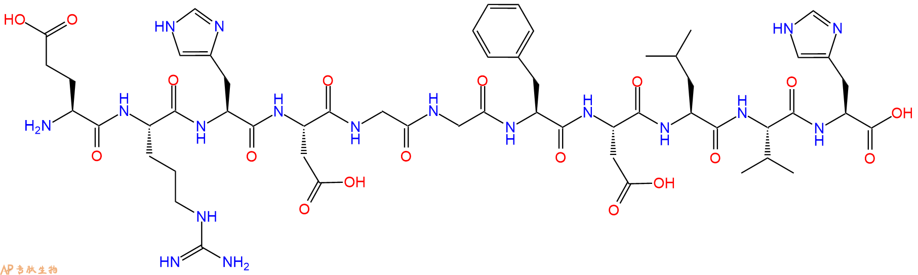 专肽生物产品H2N-Glu-Arg-His-Asp-Gly-Gly-Phe-Asp-Leu-Val-His-OH