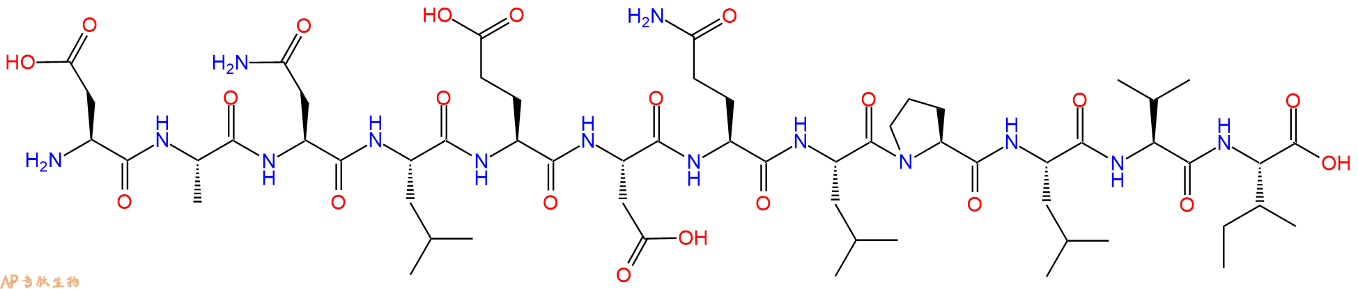 专肽生物产品H2N-Asp-Ala-Asn-Leu-Glu-Asp-Gln-Leu-Pro-Leu-Val-Ile-OH