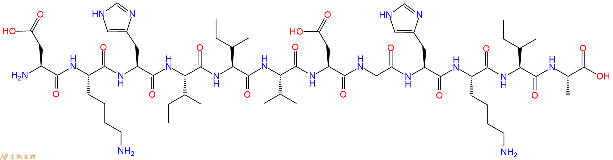 专肽生物产品H2N-Asp-Lys-His-Ile-Ile-Val-Asp-Gly-His-Lys-Ile-Ala-OH