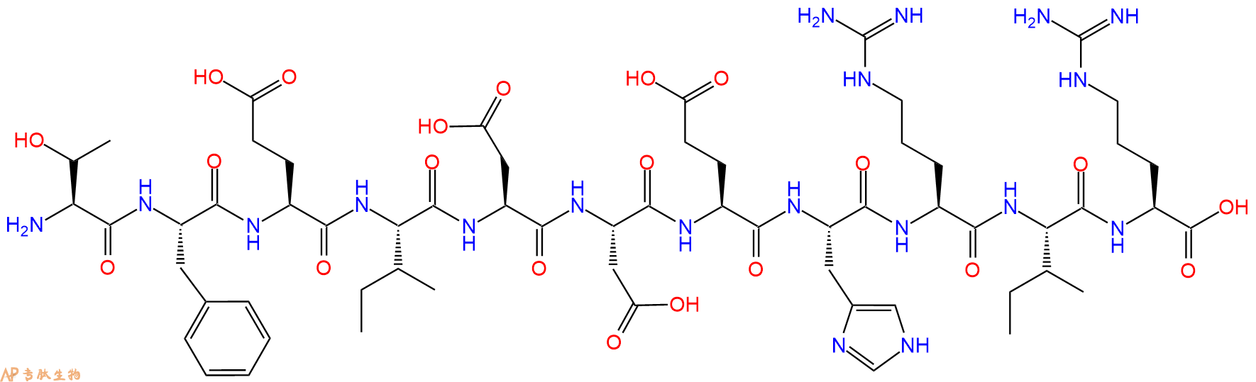 专肽生物产品H2N-Thr-Phe-Glu-Ile-Asp-Asp-Glu-His-Arg-Ile-Arg-OH