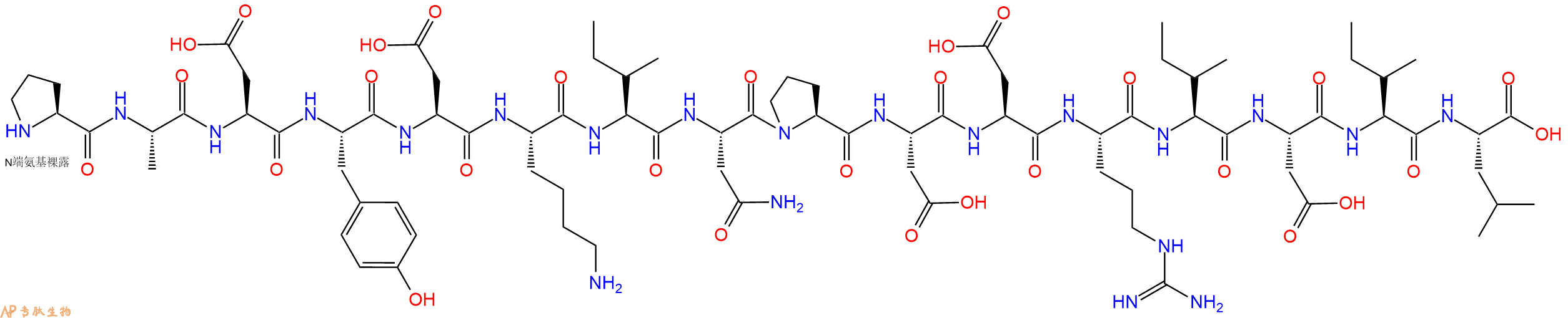 专肽生物产品H2N-Pro-Ala-Asp-Tyr-Asp-Lys-Ile-Asn-Pro-Asp-Asp-Arg-Ile-Asp-Ile-Leu-OH